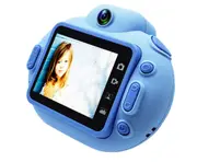 2 Inches IPS HD Screen Toy Camera Cartoon Portable SLR HD Children's Digital Camera for Children Birthday Gift-Blue