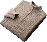[Hamthuit] Men Half High Zipper Soft Warm Pullover Men's Padded Twisted Sweater Zipper Collar Bottoming Shirt Knit Pullover