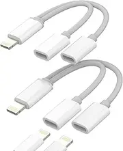 Dual Lightning Splitter Dongle(2Pack)Iphone Headphone Adapter 2in1 AUX Charging Double Jack Adaptador Para for Apple MFI Certified 11 12 13 14 Pro Max Mini SE X XR 7 8Plus Charge Audio Converter Cable
