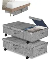 Deep Under Bed Storage Container with Wheels, 2 Pack 10" High 31" Long Large
