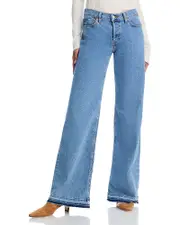 Re/Done Mid Rise Wide Leg Jeans in Azulito