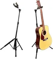 Oimzzr Guitar & Bass Stand Automatic Locking Hanging Folding Anti-Tip (Black & Low)