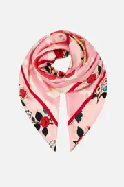 LARGE CRYSTALLED SILK SQUARE SCARF PINK PORTO