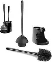 Toilet Plunger and Brush Set,with Ventilated Holder, 2-in-1 Toilet Brush and Plunger Combo for Bathroom Cleaning,Silicone Toilet Brush Set,Bathroom Cleaning Tools Combo with Holder