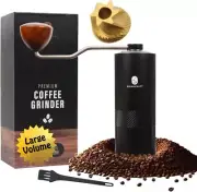 Premium Manual Coffee Grinder with Titanium-Plated Stainless Steel Burr Black