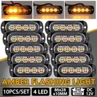 10x Amber 4 LED Car Truck Emergency Strobe Light Flashing Beacon Warning Light
