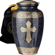 Black and Gold Cross Cremation Urn, Cremation Urns Adult, Urns for Human Ashes