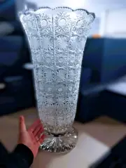 Czech bohemia crystal glass -Unique heavy vase, masterwork 50 cm/20in !!!!
