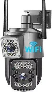 8MP 4K WiFi IP Camera Dual Lens PTZ 4G SIM Card Outdoor Webcam Alarm 10X Zoom Smart Home CCTV Security Protection Monitor Cam(AU Plug,4G Camera ADD 64G)