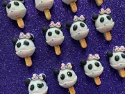 10pc. Miniature Clay Panda, Ice Cream Cabochon, Flatback, Bow Center, Charm