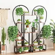 medla 6-Tier Indoor Plant Stand: Tall Wood and Metal Plant Shelf Storage Large Flower Pots Display Ladder Rack Multi-Purpose Storage Unite Shelf for Garden Balcony Living Room Heart Shaped