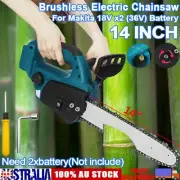Brushless 14'' Electric Wood Cutting Saw Chainsaw For Makita 18V x2(36V) Battery