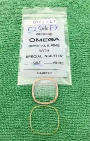 Genuine Omega 5251 PX Watch Crystal With Gilt Tension Ring, NOS
