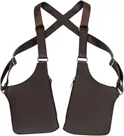 [Tuxuseo] Anti-Theft Bag, Outdoor Holster Pouch Bags, Adjustable Leather Shoulder Bag with Multiple Pockets, Double Shoulder Bag for Men and Women