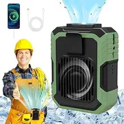 Blue Collar Breeze, 5 in 1 Portable Waist Fan, 3 Speeds & 4000mAh Portable Cooling Fan with Clips, Mini Ceiling Fan, Belt Fan, Wearable Fan for Outdoor Use (Green)