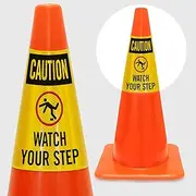 SmartSign “Caution - Watch Your Step” Cone Message Collar/Sleeve, Prismatic Reflective Vinyl, 3-Side Printing, Red, Black and Yellow (Cone Not Included), Made in USA