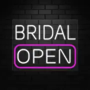 Bridal Open Neon Sign for Retail Displays | LED Flex Neon | 31"W x 24"H x 1"D