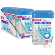 Mentos Always White Peppermint Sugar Free Gum with Xylitol 4 Bottles (400 Count)