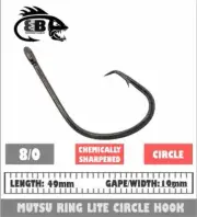 MUTSU RING Circle Hooks Black 8/0 25 pack BAYBOSS TACKLE Fishing