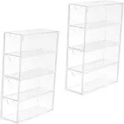 Baluue 2Pcs Jewelry Storage Box Transparent Drawer Type Eyeglasses Display Holder for Sunglasses Glasses and Accessories Organization