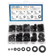 500Pcs Nylon Flat Washer Assortment Set, Washers Metric Sealing 500black