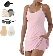 [Watrey] Nomuamu Dress, Plush Backless Active Dress with Shorts- Easy Peezy, The Ultimate Tummy Control Workout Exercise Dresses