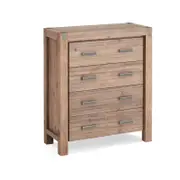 Tallboy with 4 Storage Drawers Solid Wooden Assembled in Oak Colour