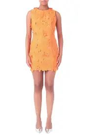 Endless Rose Floral Embroidered Sheath Dress in Orange at Nordstrom, Size Medium