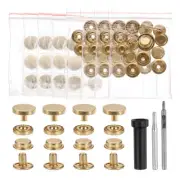 24Set Leather Snap Fasteners Kit 12mm Metal Snap with 3 Setter Tools Gold