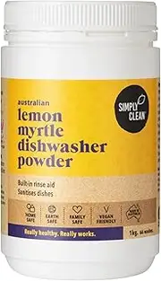 SimplyClean Lemon Myrtle Dishwasher Powder - Natural Dishwasher Powder - Concentrated Formula - Residue Free - 66 Washes - 1kg