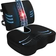 FORTEM Office Chair Cushion and Back Support for Office Chair, Lumbar Support Pillow, Memory Foam, Non Slip Sitting and Back Rest for Gaming, Car Seat Cushion, Chair Pad, XL