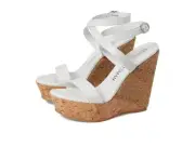 Stuart Weitzman 5050 Sandals Women's US 9 White Ankle Strap Wedge Heel RHS4086