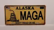 ALASKA MAGA MAKE AMERICA DON'T TREAD ON ME TRUMP METAL AUTO TAG PLATE