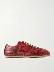 [Dries Van Noten] Dries Van Noten - Paneled Snake-effect Leather Sneakers - Red - IT38 IT 38 Red