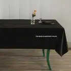 Luxury Solid Black Rectangle Tablecloth Handmade Cotton Table Cover With Napkins