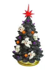 Northlight 12in LED Lighted Skull & Ghost Halloween Tree