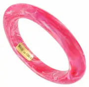 Bright Marbled Pink Lucite Oval Bangle Bracelet Ladies Juniors Sz Made in Italy