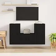 Black TV Stand for Living Room, Entertainment Center, Media Shelf, TV Console Set & Cabinet for Bedroom Storage Furniture