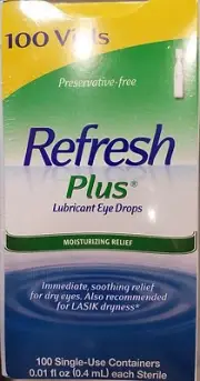 REFRESH PLUS Lubricant Eye Drops, 100 Single Vials *Moisturizing Relief*