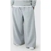 Mens Grey Marl Plus Basic Extreme Wide Leg Joggers