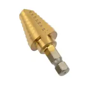 Step Drill Bit, Quick-Change, 3/8" Shank, 1/16" Increments, 9/16 to 1"