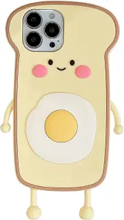 Kawaii Phone Cases Apply to iPhone 12 Pro Max,Cute Cartoon Egg Toast Phone Case Unique Fun Cover Case 3D iPhone 12 Pro Max Case Soft Silicone Shockpro