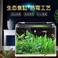 在飛比找樂天市場購物網優惠-【新店鉅惠】森森熱彎魚缸免換水懶人生態魚缸小型水族箱超白玻璃