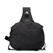 Triangle Shape Tscope Sling Shoulder Cross Digital Camera Bags Case Soft Bag with Rain Cover, Size: 35*16*27cm(Black)
