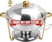 Beviliu 6QT Chafing Dishes for Buffet, 1 Pack 6QT Food Warmers for Parties Buffet, Warming Trays for Buffets Party, Catering Supplies Buffet Display Silver and Gold Chafing Dish for Any Parties