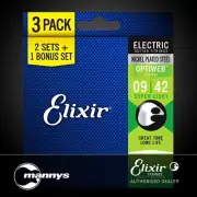 Elixir 16550 Electric Guitar Nickel Plated Steel w/ Optiweb Coating 3-PACK S/Lig