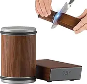 Rolling Knife Sharpener, Rolling Knife Sharpener Set with 15 and 20 Degree Sharpening,Detachable Two-Sided Diamond Sharpening Plates,Magnetic Angle Base for Kitchen Knives (Brown)