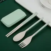 Foldable Utensils Set with Case, 3 Sets Reusable Wheat Straw Cutlery Fork Spoon