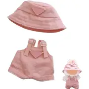 Clothes for Labubu(NO Doll), Hat & Overalls Set for 17cm Labubu Accessories Suit, Cute Clothes for Labubu Dress up Unique Style (Light Pink)