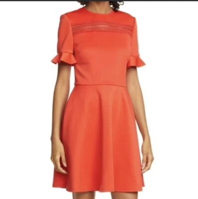 Ted baker orange skater dress with pockets NWT